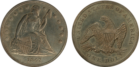 1842 AU53 PCGS