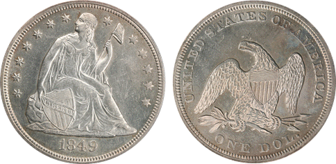 1849 MS61 PCGS